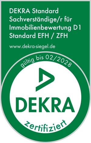DEKRA-Siegel: Sachverständige/r für Immobilienbewertung D1 Standard, Ein- und Zweifamilienhäuser, gültig bis 02/2028